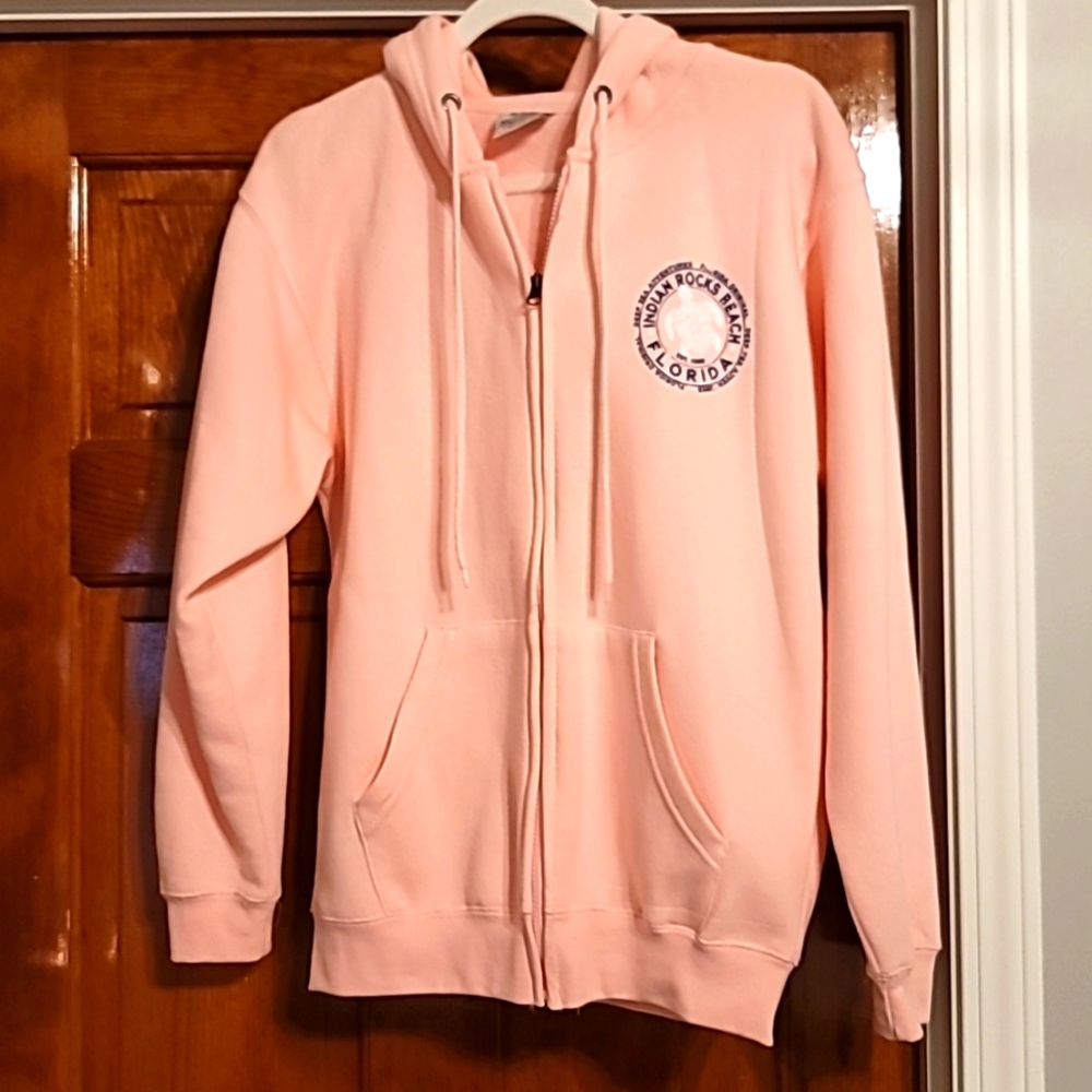 Cute pink beach hooded zip up sweatshirt